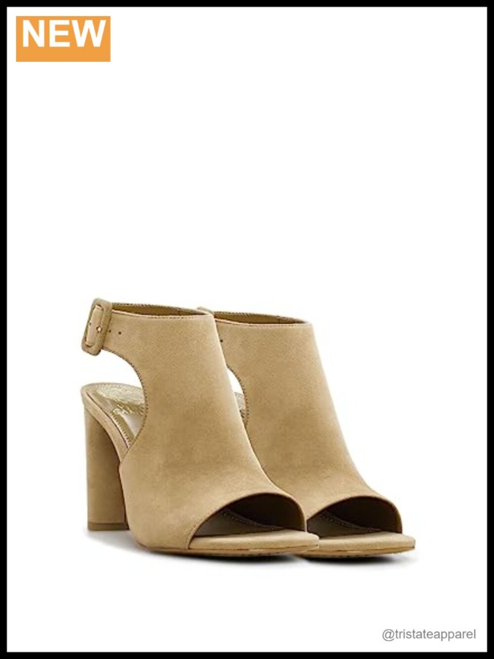 Suede Block Heel Slingback Sandal Buckle Closure Wedding
